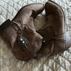 Rampage Brown Kids Boots with Turquoise Accents